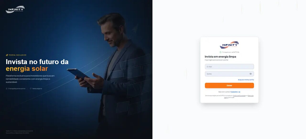 Sistema Infinity Solar Share — portal de investidores em energia solar